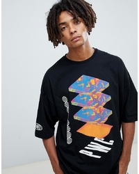 ASOS DESIGN Oversized Longline T Shirt With Marble Abstract Print And Half Sleeve