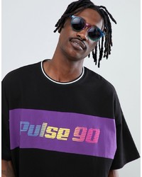 ASOS DESIGN Oversized T Shirt With Colour Block And Pulse Gradient Print
