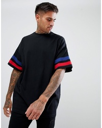ASOS DESIGN Oversized T Shirt With Contrast Sleeve Stripe In Black