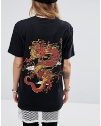 Criminal Damage Oversized T Shirt With Dragon Back Graphic