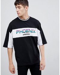 ASOS DESIGN Oversized T Shirt With Half Sleeve City Text And Tipped Rib