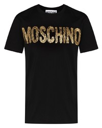 Moschino Paint Effect Metallic Logo T Shirt