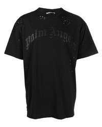 Palm Angels Paint Splatter Distressed Logo T Shirt