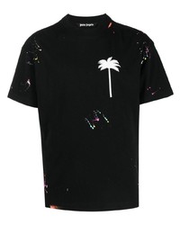 Palm Angels Paint Splatter Logo Print T Shirt