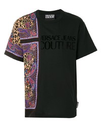 VERSACE JEANS COUTURE Paisley Leopard Print Cotton T Shirt