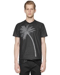 Calvin Klein Collection Palm Print Bonded Cotton Jersey T Shirt