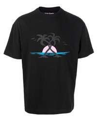 Palm Angels Palm Tree Print Cotton T Shirt