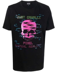 Just Cavalli Pixel Skull Graphic T Shirt