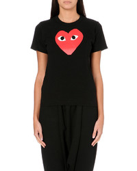Play Heart Print Cotton Jersey T Shirt
