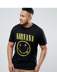ASOS DESIGN Plus Nirvana Longline Band T Shirt With Face Print