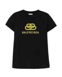Balenciaga Printed Cotton Jersey T Shirt