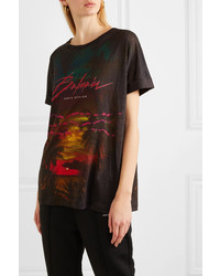 Balmain Printed Linen T Shirt