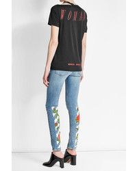 Off-White Printed T Shirt With Cut Out Shoulder