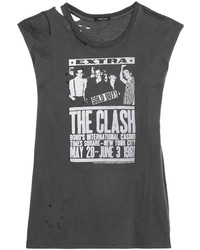 R 13 R13 Clash Distressed Printed Cotton And Cashmere Blend Jersey T Shirt