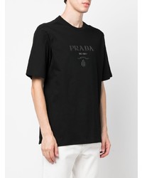 Prada Raised Logo Round Neck T Shirt