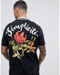ASOS DESIGN Relaxed T Shirt With Simplicit French Text Floral Back Print And Tipped Rib