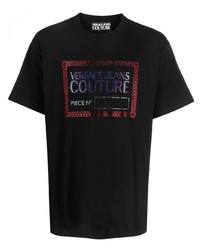 VERSACE JEANS COUTURE Rhinestone Logo Cotton T Shirt