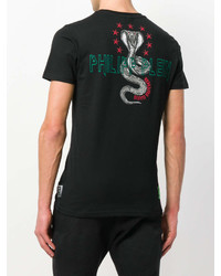 Philipp Plein Rhinestone Serpent Print T Shirt