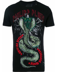 Philipp Plein Rhinestone Serpent Print T Shirt
