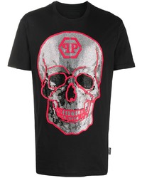 Philipp Plein Rhinestone Skull Crew Neck T Shirt