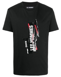 Les Hommes Ripped Logo Print T Shirt