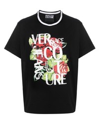 VERSACE JEANS COUTURE Rose Print Logo T Shirt