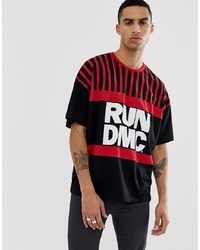 ASOS DESIGN Run Dmc Oversized T Shirt With Stripe Colour Blocking