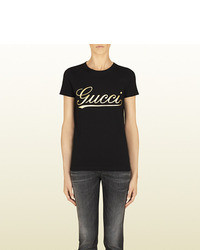 Gucci Script Print Cotton Jersey T Shirt