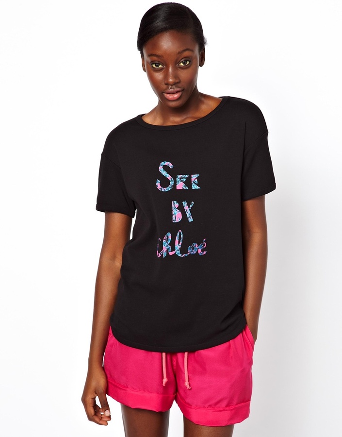 See by Chloe T Shirt With Signature Graphic Logo Black, $104 | Asos ...