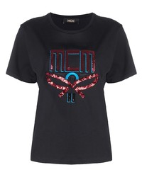 MCM Sequin Logo Crew Neck T Shirt
