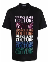 VERSACE JEANS COUTURE Sequin Logo Print Cotton T Shirt