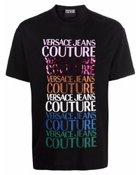 VERSACE JEANS COUTURE Sequin Logo Print Cotton T Shirt