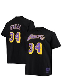 Mitchell & Ness Shaquille Oneal Black Los Angeles Lakers Big Tall Hardwood Classics Name Number T Shirt