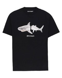 Palm Angels Shark Print Cotton T Shirt