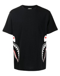 A Bathing Ape Side Shark Print Cotton T Shirt