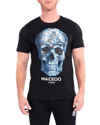 Maceoo Skull Blue Black Graphic Tee