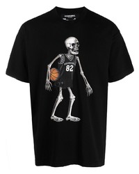 DOMREBEL Skull Print Crew Neck T Shirt