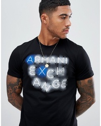Armani Exchange Slim Fit Glow In The Dark Logo T Shirt In Black