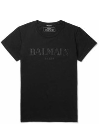 Balmain Slim Fit Logo Print Cotton Jersey T Shirt