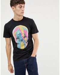 PS Paul Smith Slim Fit Painted Skull Print T Shirt In Black