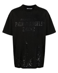 Palm Angels Slogan Print Distressed Effect T Shirt