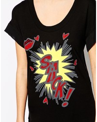 Love Moschino Smack Pop Print Short Sleeve T Shirt With Woven Hem