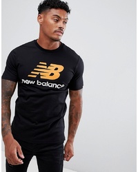 New Balance Stacked Logo T Shirt In Black Mt73587 Bk