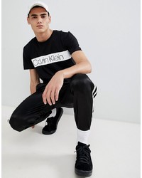 Calvin Klein Stripe Logo T Shirt Black