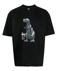 Stussy Stssy Dinosaur Print Crew Neck T Shirt