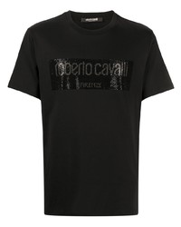 Roberto Cavalli Stud Embellished Logo T Shirt