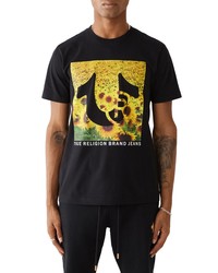 True Religion Brand Jeans Sunflower Photo Cotton Graphic Tee In Jet Black At Nordstrom