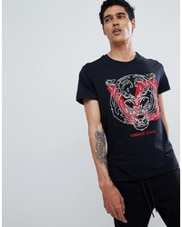 Versace Jeans T Shirt In Black With Tiger