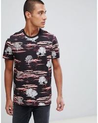 Ted Baker T Shirt In Dark Red With Forest Print