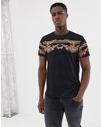 Burton Menswear T Shirt With Baroque Chest Stripe In Black